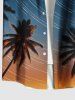 Plus Size Coconut Tree Meteor Shower Ombre Print Buttons Pocket Hawaii Shirt For Men -  