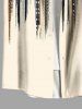 Plus Size Scarf Pattern Design Geometric Stripes Print Buttons Pocket Shirt For Men -  
