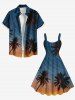 Plus Size Coconut Tree Meteor Shower Ombre Print Hawaii Tank Dress -  