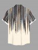 Plus Size Scarf Pattern Design Geometric Stripes Print Buttons Pocket Shirt For Men -  
