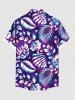 Plus Size Tropical Leaf Hibiscus Flower Print Buttons Pocket Hawaii Shirt For Men -  