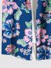 Chemise hawaïenne grande taille à imprimé feuilles d'hibiscus et boutons avec poches pour homme - Bleu 5XL