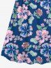 Robe camisole hawaïenne à imprimé feuilles et fleurs d'hibiscus grande taille - Bleu 6X
