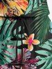 Combinaison hawaïenne cintrée grande taille à imprimé feuilles tropicales et fleurs d'hibiscus - Vert 5X