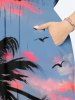 Plus Size Coconut Tree Seascape Ombre Sky Cloud Print Split Hawaii Midi Dress -  