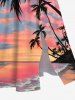 Plus Size Coconut Tree Seascape Ombre Sky Cloud Print Split Hawaii Midi Dress -  