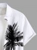 Plus Size Coconut Tree Bench Seascape Print Buttons Pocket Hawaii Shirt For Men -  