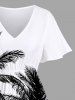 Plus Size Coconut Tree Bench Seascape Print Split Hawaii Midi Dress -  