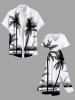 Robe mi-longue hawaïenne fendue à imprimé paysage marin et banc de cocotiers, grande taille - Blanc 6X