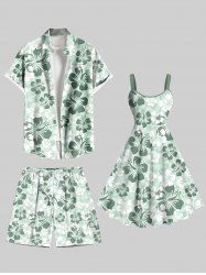 Ombre Hibiscus Flower Print Plus Size Matching Hawaii Beach Outfit For Couples -  