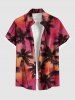Matching Hawaii Shirt and Romper Plus Size Beach Outfit Ombre Coconut Tree Print For Couples -  