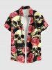 Skulls Rose Flowers Print Plus Size Matching Hawaii Beach Outfit For Couples -  