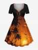 Coconut Tree Ombre Dusk Sunset Print Plus Size Matching Hawaii Beach Outfit For Couples -  