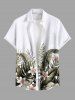 Ensemble chemise et barboteuse hawaïennes assorties, grande taille, tenue de plage, imprimé feuilles tropicales et hibiscus, pour couples - Blanc 