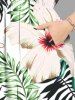 Tenue de plage hawaïenne assortie grande taille à imprimé feuilles tropicales et fleurs d'hibiscus pour couples - Blanc 