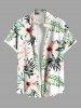 Tenue de plage hawaïenne assortie grande taille à imprimé feuilles tropicales et fleurs d'hibiscus pour couples - Blanc 