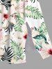 Tenue de plage hawaïenne assortie grande taille à imprimé feuilles tropicales et fleurs d'hibiscus pour couples - Blanc 