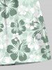 Plus Size Ombre Hibiscus Flower Print Hawaii Drawstring Pocket Beach Shorts For Men -  