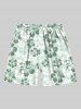 Plus Size Ombre Hibiscus Flower Print Hawaii Drawstring Pocket Beach Shorts For Men -  