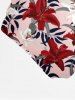 Bas de maillot de bain hawaïen à imprimé feuilles tropicales et fleurs d'hibiscus - Rouge 2X