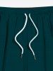 Plus Size Solid Hawaii Drawstring Pockets Beach Shorts For Men -  