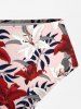 Bas de maillot de bain hawaïen à imprimé feuilles tropicales et fleurs d'hibiscus - Rouge 2X