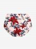 Bas de maillot de bain hawaïen à imprimé feuilles tropicales et fleurs d'hibiscus - Rouge 2X