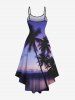 Robe camisole asymétrique grande taille à imprimé galaxie ombré cocotiers Hawaï - Bleu L