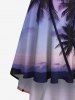 Plus Size Coconut Tree Ombre Galaxy Print Hawaii High Low Asymmetric Cami Dress -  