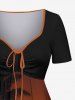Robe trapèze cintrée grande taille à imprimé cocotiers, crépuscule et coucher de soleil, style hawaïen - Orange 1X