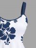 Plus Size Tropical Leaf Hibiscus Flower Print Hawaii A Line Tank Dress -  