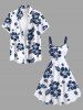 Plus Size Tropical Leaf Hibiscus Flower Print Hawaii A Line Tank Dress -  