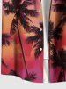 Plus Size Ombre Coconut Tree Print Hawaii Button Pocket Shirt For Men -  