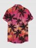 Plus Size Ombre Coconut Tree Print Hawaii Button Pocket Shirt For Men -  