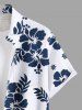 Plus Size Tropical Leaf Hibiscus Flower Print Hawaii Button Pocket Shirt For Men -  