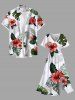 Plus Size Ombre Tropical Leaf Hibiscus Flower Print Hawaii Split Pocket A Line Midi Dress -  