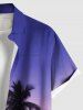 Plus Size Coconut Tree Ombre Galaxy Print Hawaii Button Pocket Shirt For Men -  