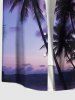 Plus Size Coconut Tree Ombre Galaxy Print Hawaii Button Pocket Shirt For Men -  