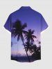 Plus Size Coconut Tree Ombre Galaxy Print Hawaii Button Pocket Shirt For Men -  