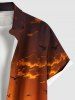 Plus Size Coconut Tree Ombre Dusk Sunset Print Hawaii Button Pocket Shirt For Men -  