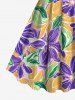 Robe débardeur grande taille à imprimé hibiscus coloré hawaïenne trapèze - Violet clair S
