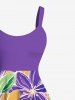 Robe débardeur grande taille à imprimé hibiscus coloré hawaïenne trapèze - Violet clair S