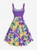 Robe débardeur grande taille à imprimé hibiscus coloré hawaïenne trapèze - Violet clair L