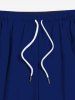 Plus Size Solid Color Pockets Drawstring Beach Shorts For Men -  