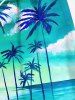 Short de plage hawaïen grande taille à imprimé cocotiers, nuages et paysage marin pour homme - Vert L