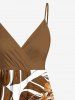Plus Size Tropical Leaf Hibiscus Flowers Print Surplice Hawaii Cami Dress -  