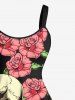 Robe débardeur hawaïenne grande taille à imprimé tête de mort, roses et fleurs - Noir L