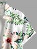 Plus Size Hibiscus Flower Tropical Leaf Print Buttons Pocket Hawaii Shirt For Men -  