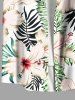 Plus Size Hibiscus Flower Tropical Leaf Print Buttons Pocket Hawaii Shirt For Men -  