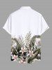 Chemise hawaïenne grande taille à imprimé feuilles tropicales et fleurs d'hibiscus, avec poches et boutons, pour homme - Blanc S